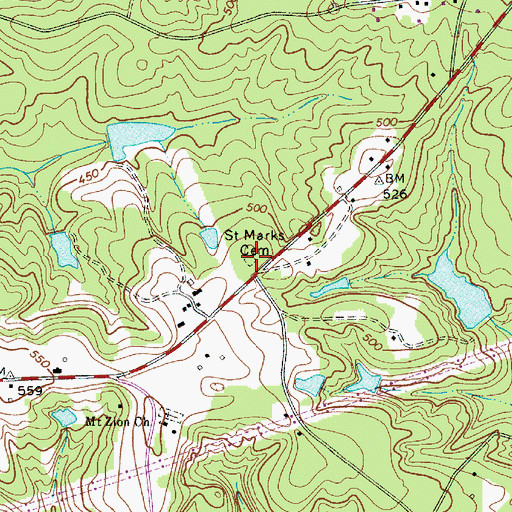 Topographic Map of Saint Marks Cemetery, SC