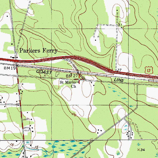 Topographic Map of Saint Marks Church, SC