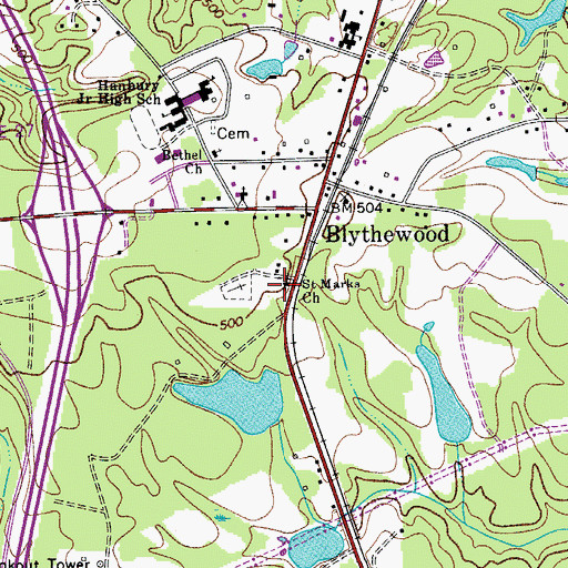 Topographic Map of Saint Marks Church, SC