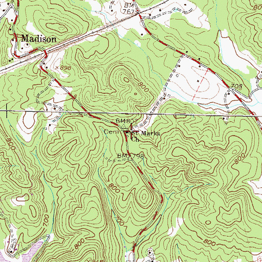 Topographic Map of Saint Marks Church, SC