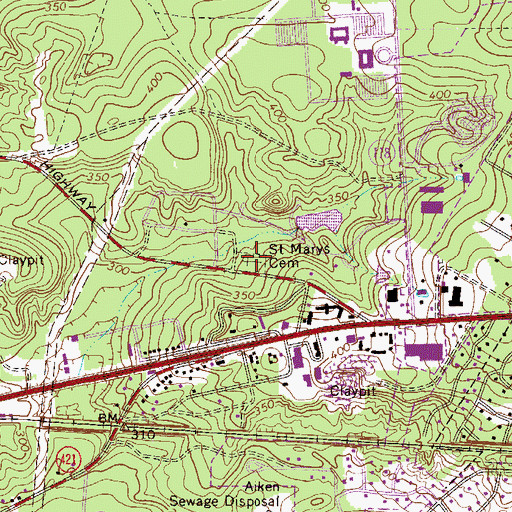 Topographic Map of Saint Marys Cemetery, SC