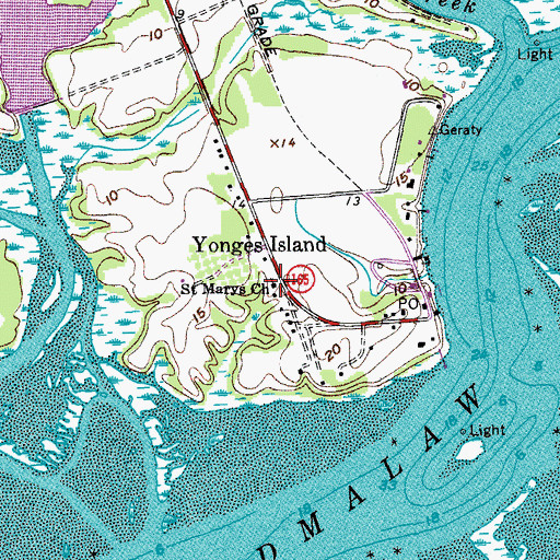 Topographic Map of Saint Marys Church, SC