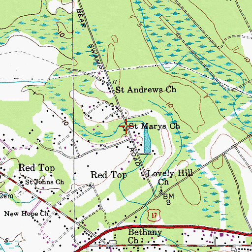 Topographic Map of Saint Marys Church, SC