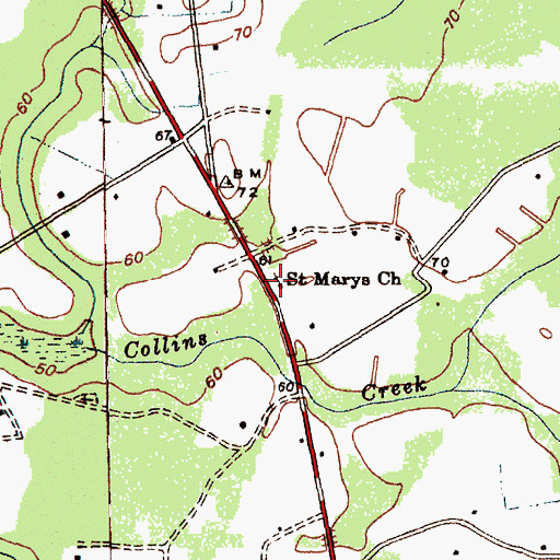 Topographic Map of Saint Marys Church, SC