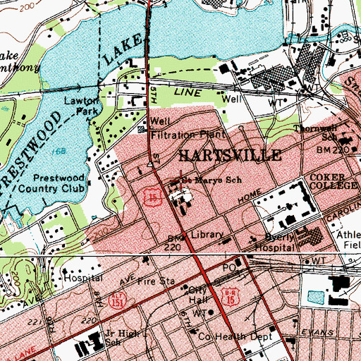 Topographic Map of Saint Marys School, SC