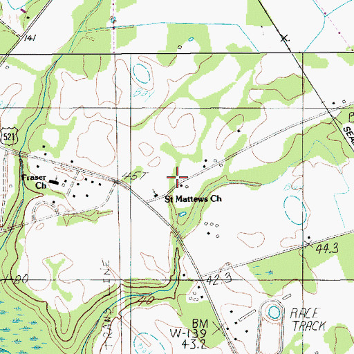Topographic Map of Saint Mathews School, SC