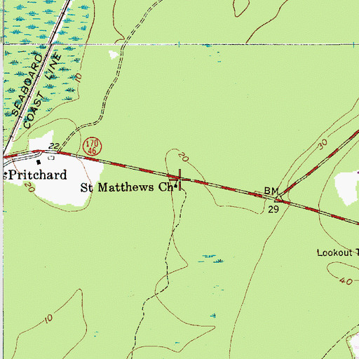 Topographic Map of Saint Matthews Church, SC