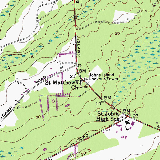 Topographic Map of Saint Matthews Church, SC