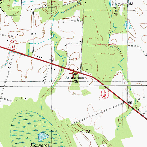 Topographic Map of Saint Matthews Church, SC