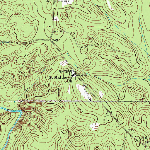 Topographic Map of Saint Matthews Church, SC