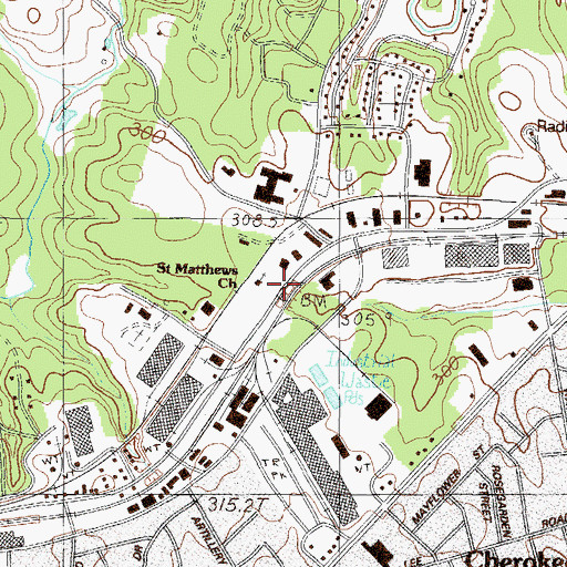 Topographic Map of Saint Matthews Church, SC