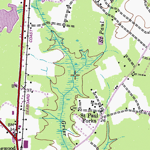 Topographic Map of Saint Paul Branch, SC