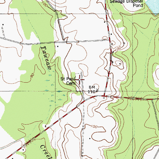 Topographic Map of Saint Paul Cemetery, SC