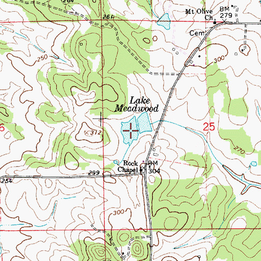 Topographic Map of Lake Meadwood, AL