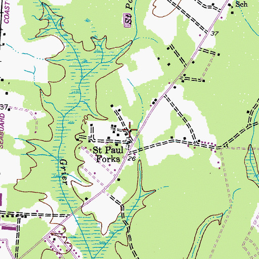 Topographic Map of Saint Paul Forks, SC