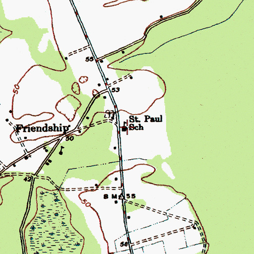 Topographic Map of Saint Paul School, SC