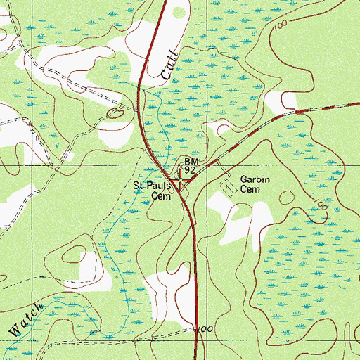 Topographic Map of Saint Pauls Cemetery, SC