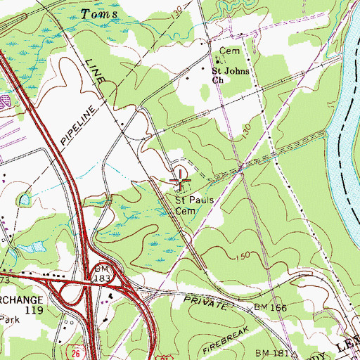 Topographic Map of Saint Pauls Cemetery, SC