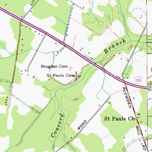 Topographic Map of Saint Pauls Cemetery, SC