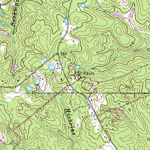 Topographic Map of Saint Pauls Cemetery, SC