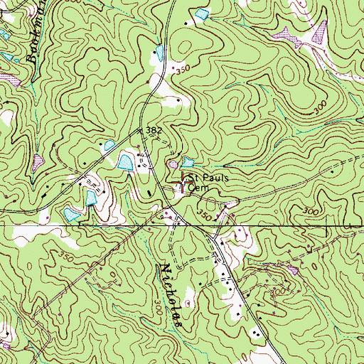Topographic Map of Saint Pauls Cemetery, SC