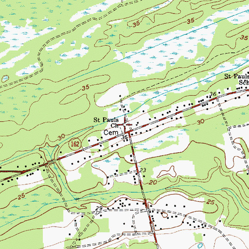 Topographic Map of Saint Pauls Church, SC