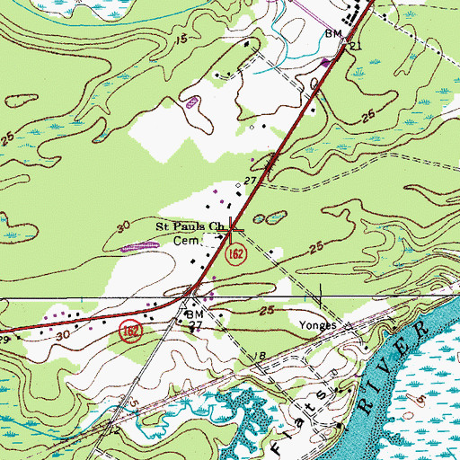 Topographic Map of Saint Pauls Church, SC