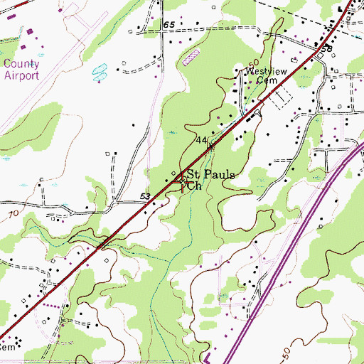 Topographic Map of Saint Pauls Church, SC