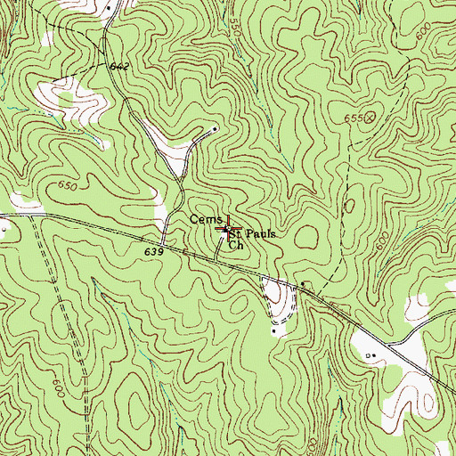 Topographic Map of Saint Pauls Church, SC