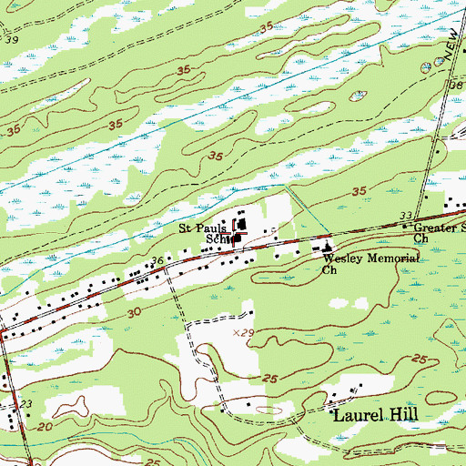 Topographic Map of Saint Pauls School, SC