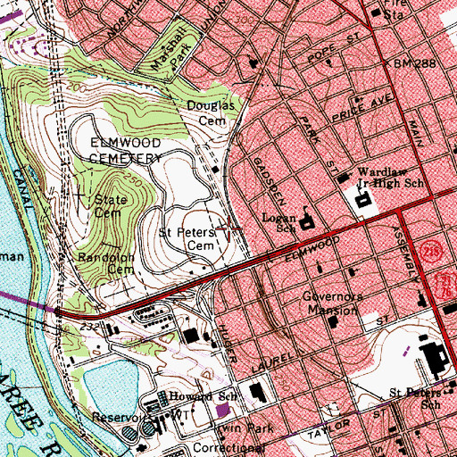 Topographic Map of Saint Peters Cemetery, SC