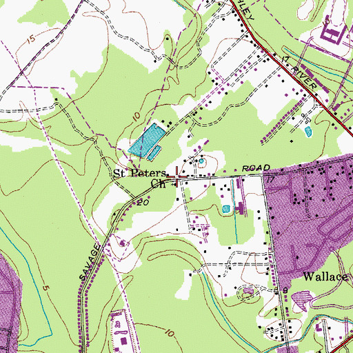 Topographic Map of Saint Peters Church, SC
