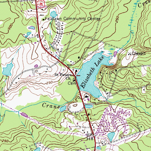 Topographic Map of Saint Peters Church, SC