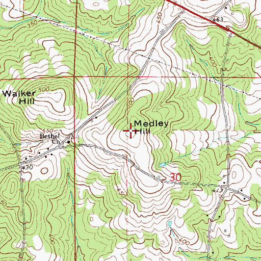 Topographic Map of Medley Hill, AL