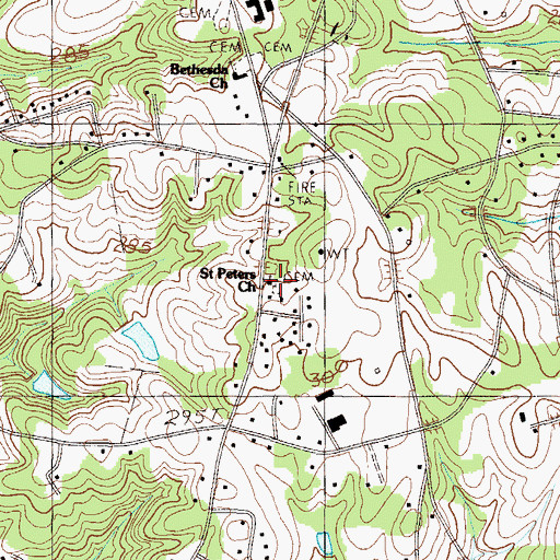 Topographic Map of Saint Peters Church, SC