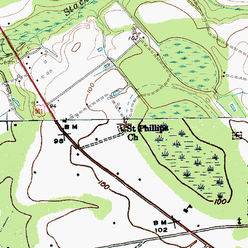 Topographic Map of Saint Phillips Church, SC