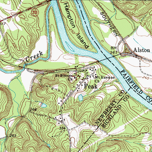 Topographic Map of Saint Simons Church, SC