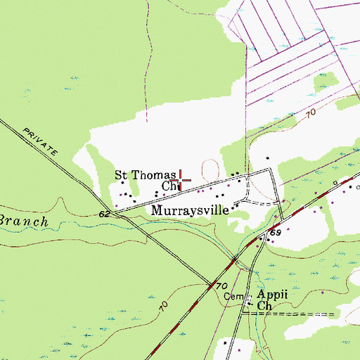 Topographic Map of Saint Thomas Church, SC