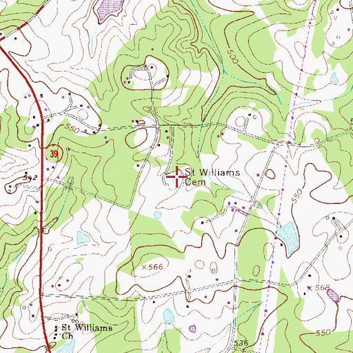 Topographic Map of Saint Williams Cemetery, SC