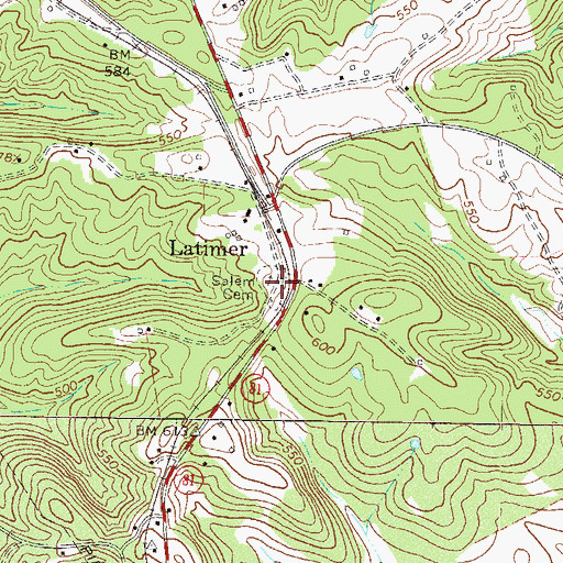 Topographic Map of Salem Cemetery, SC