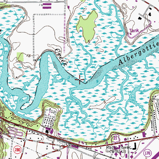 Topographic Map of Salt Creek, SC