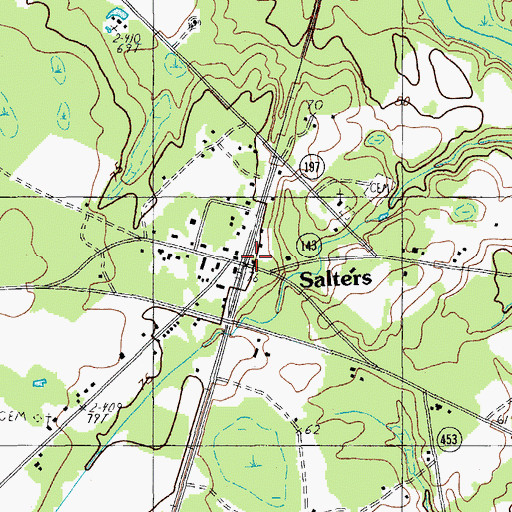 Topographic Map of Salters Depot, SC