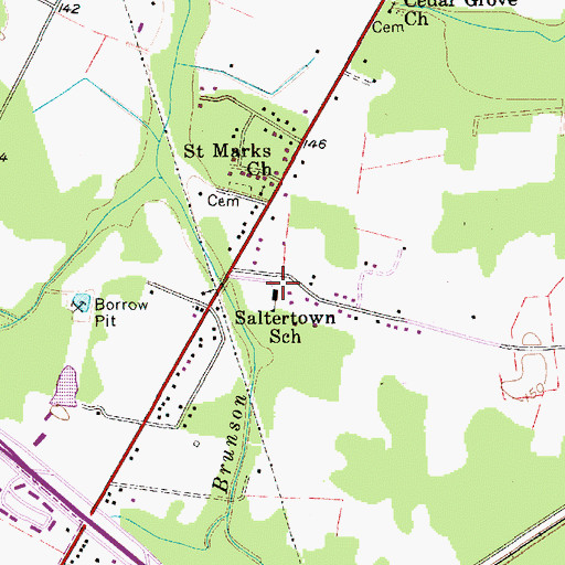 Topographic Map of Saltertown School, SC