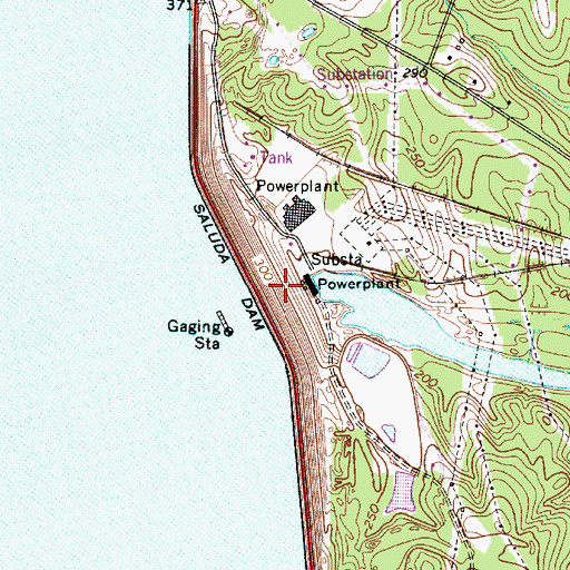 Topographic Map of Saluda Dam, SC