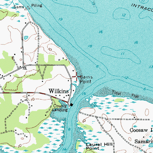Topographic Map of Sams Point, SC
