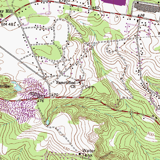 Topographic Map of Sanctified Church, SC