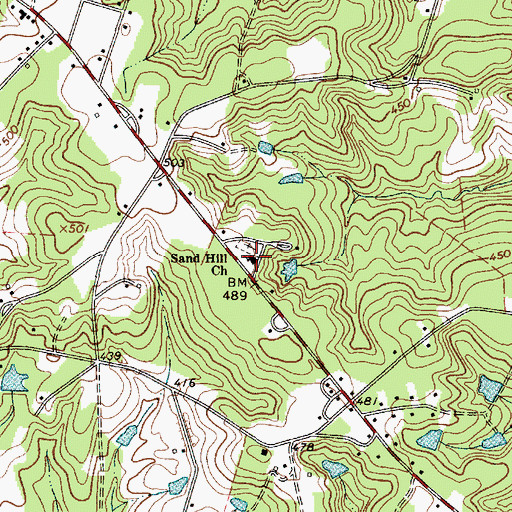 Topographic Map of Sand Hill Church, SC