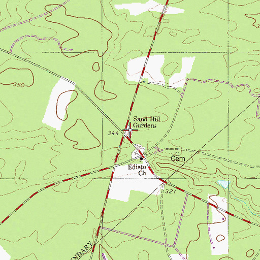 Topographic Map of Sand Hill Gardens, SC
