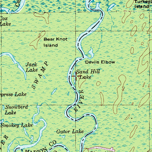 Topographic Map of Sand Hill Lake, SC