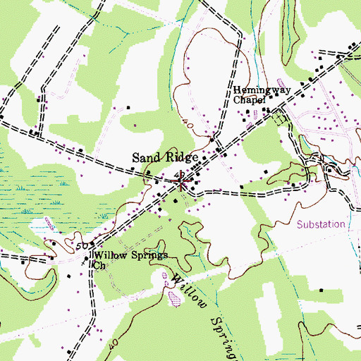 Topographic Map of Sand Ridge, SC